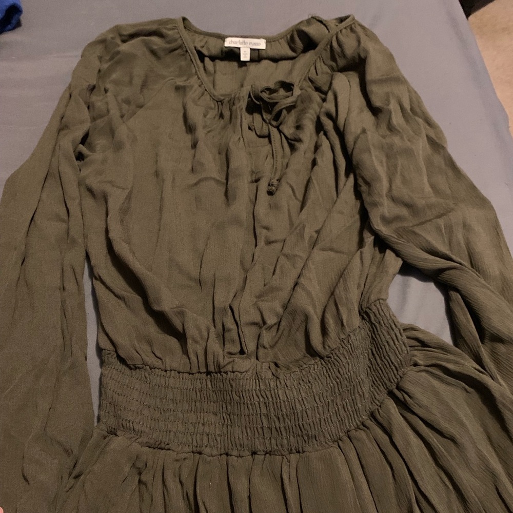 Army green dress.